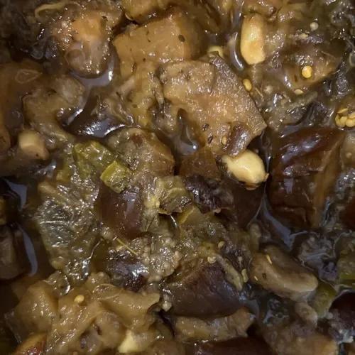 Pickled eggplant slices